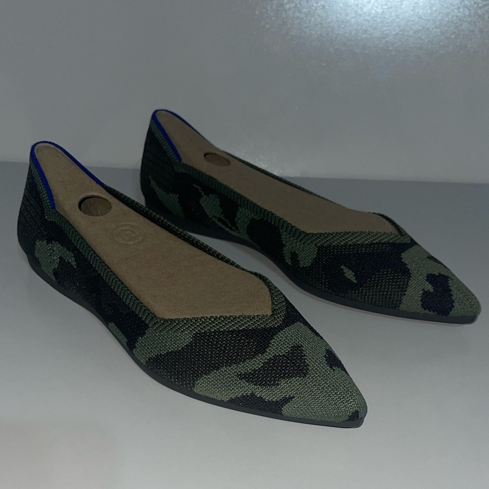 Rothy's Green and Black Camouflage Flats 6.5 NWT